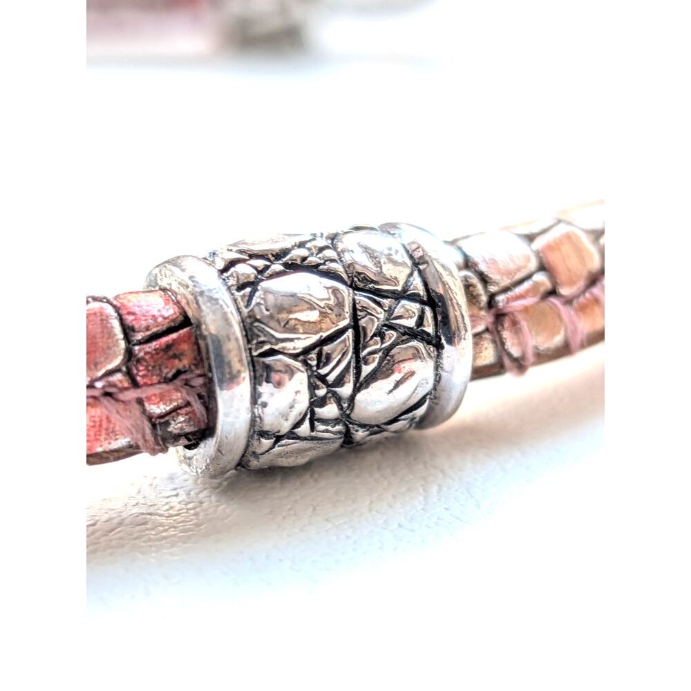 JAI by John Hardy Pink Leather Sterling Silver Bracelet 7.5in - Picture 3 of 6